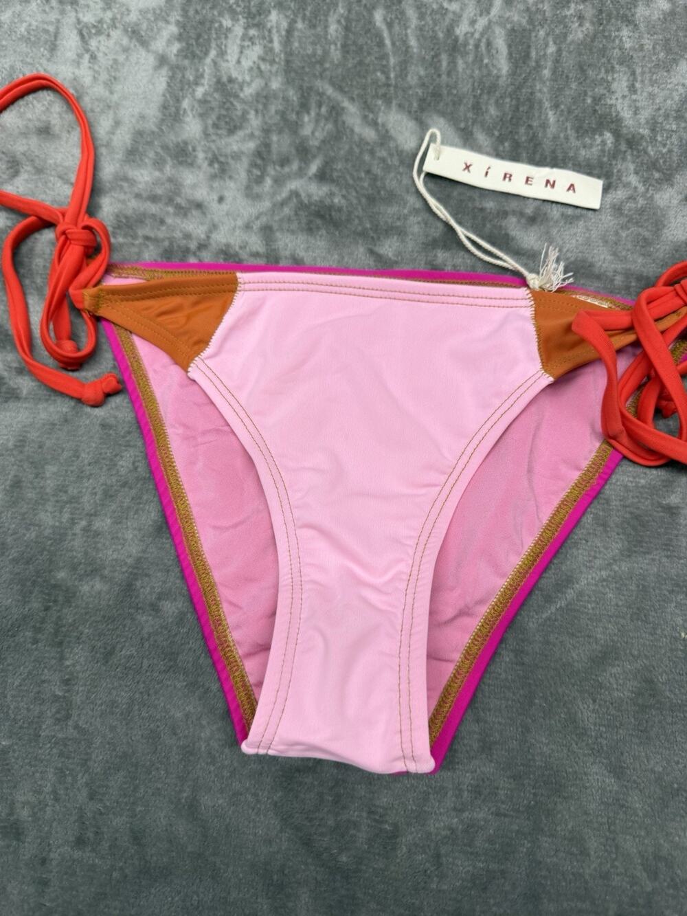 NWT Xirena Swim Bikini Bottom M Coral Beach Pink Orange Side Tie